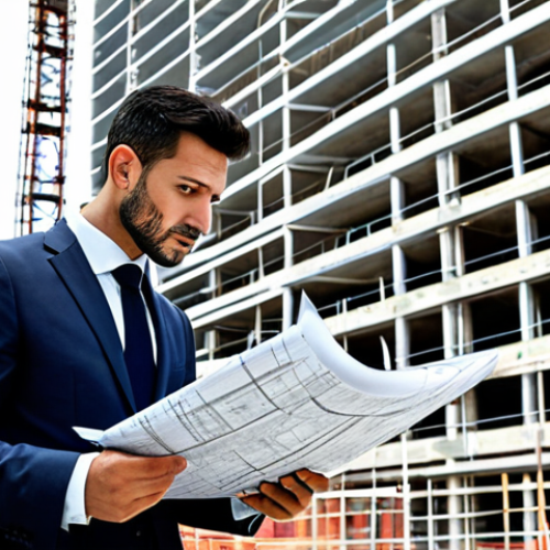 Home 18 **
A professional architect in a modern, fully clothed business suit, reviewing blueprints at a construction site in Milan, Italy. Background shows a partially completed contemporary building with scaffolding. Safe for work, appropriate content, perfect anatomy, natural proportions, professional, modest clothing, family-friendly.
**