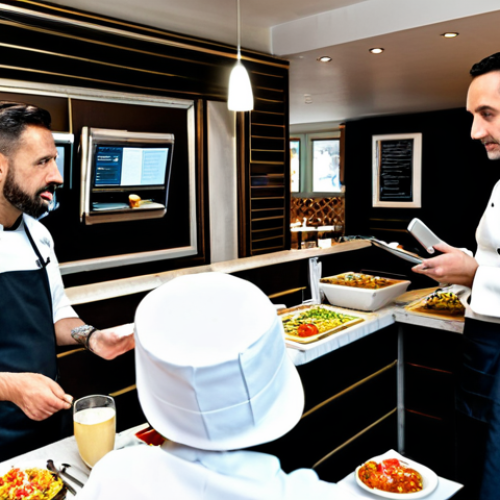 Home 8 비즈니스 민첩성을 위한 데이터 분석 활용 - Data-Driven Restaurant**
"Interior of a small, bustling Italian restaurant. A chef is reviewing tab...